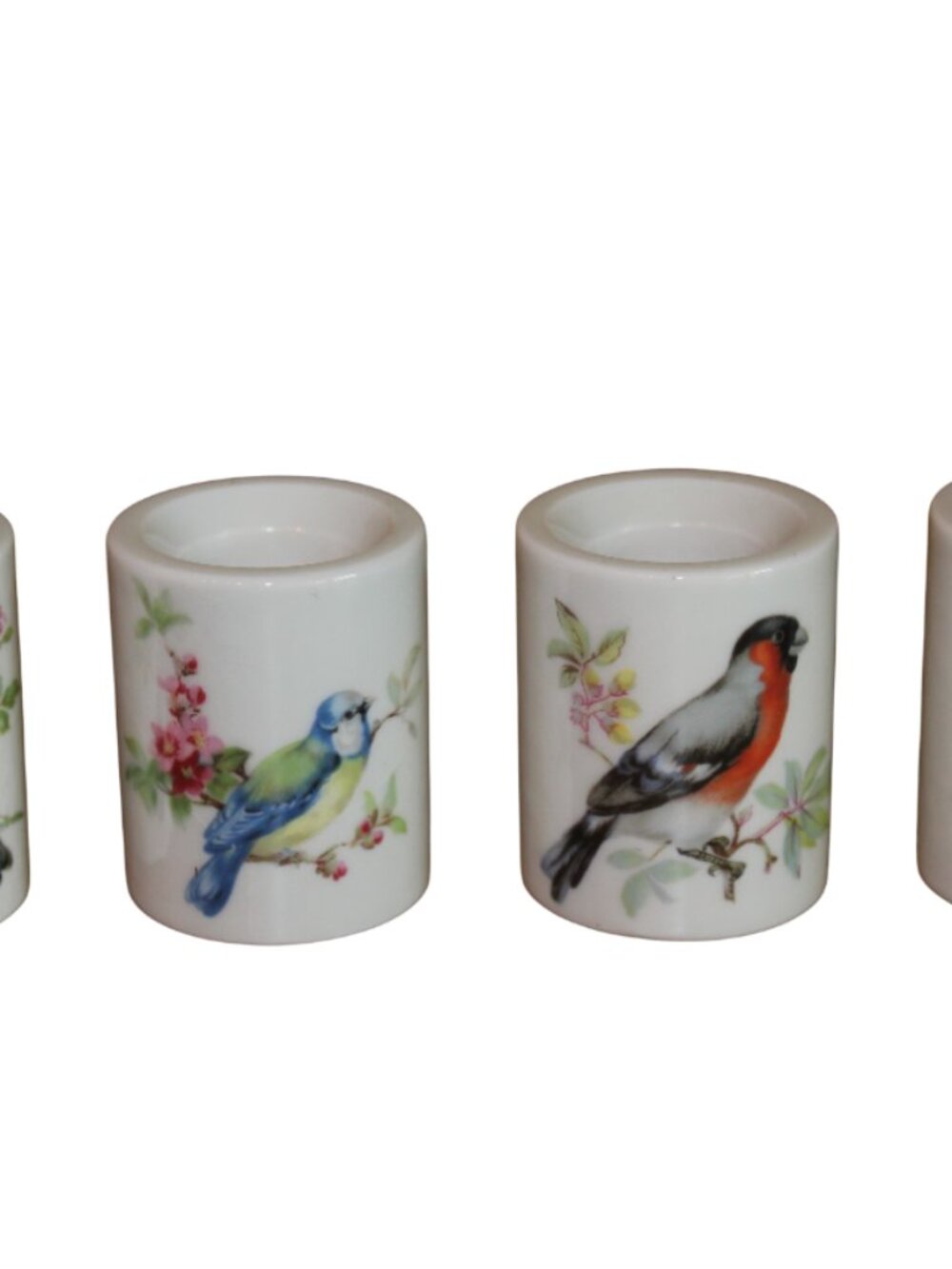 Bird Candle Stick Holder 4-Piece Set White Porcelain Mini Small Germany Vintage